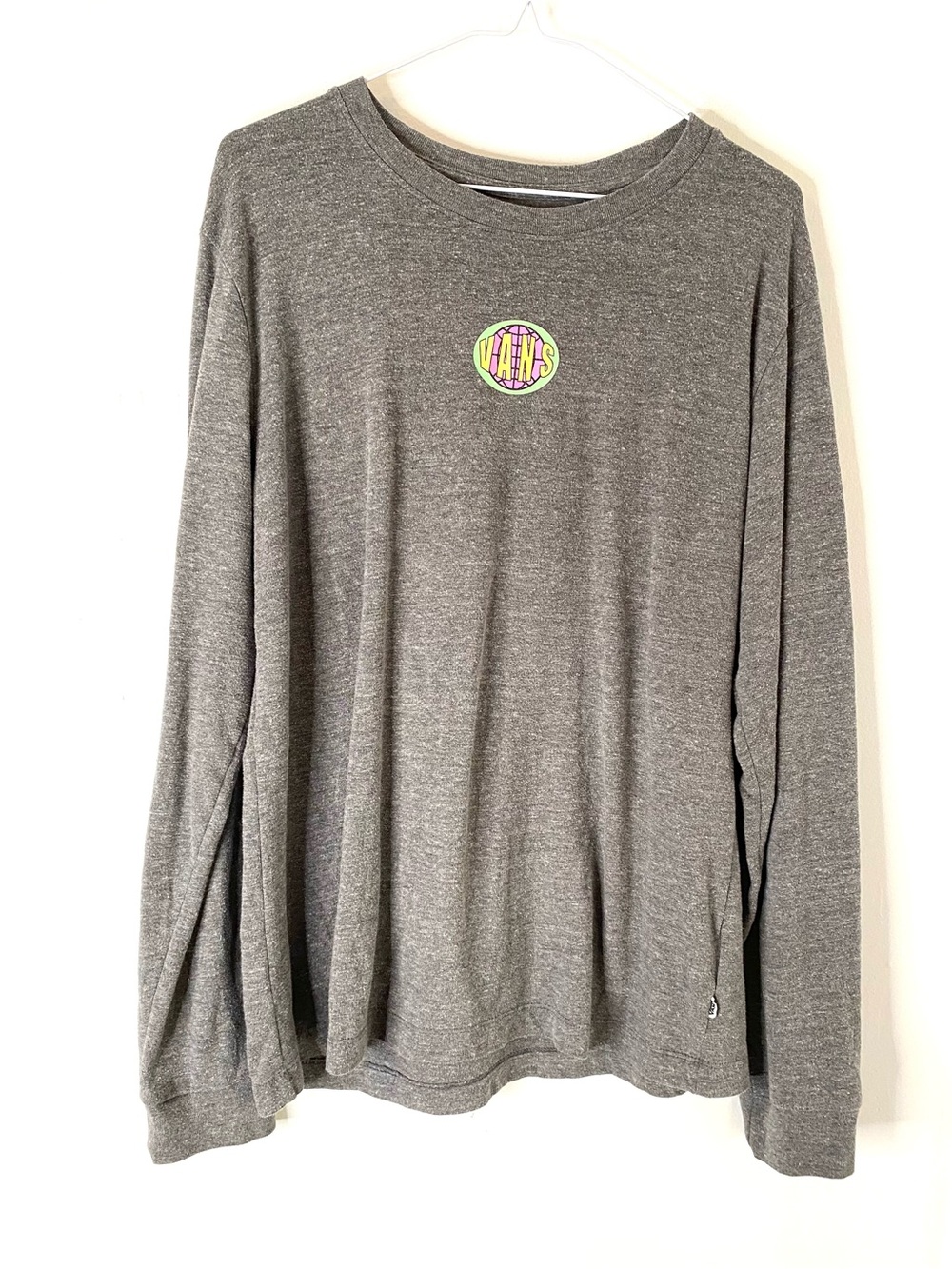 Vans Off The Wall Grey Long Sleeve Neon Globe Graphic Skate Shirt